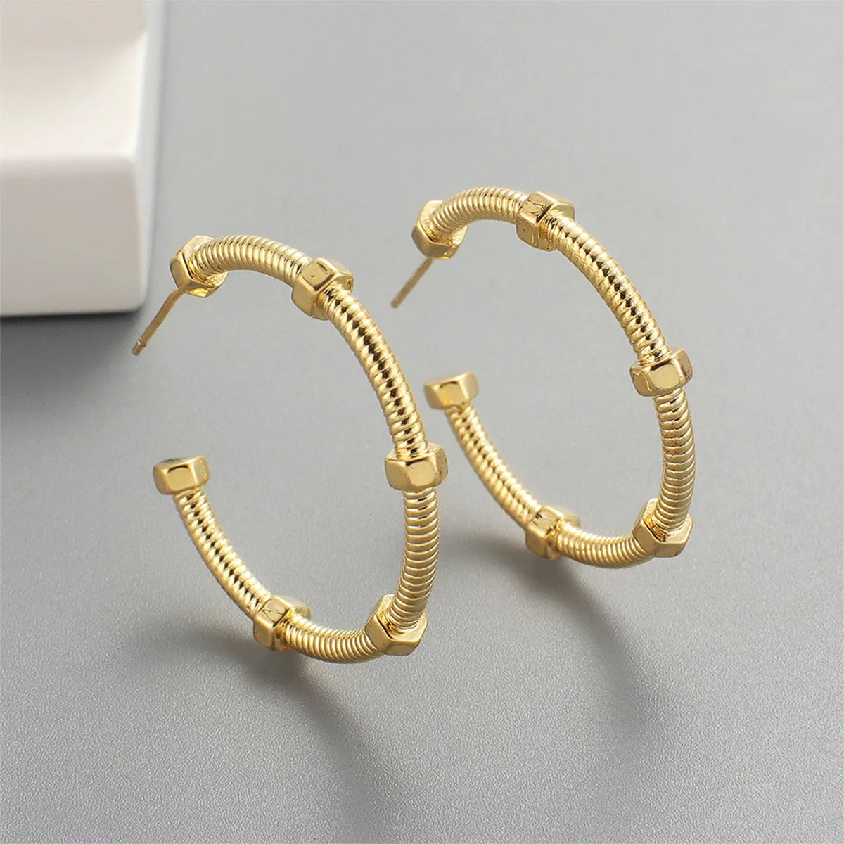 18K Gold-Plated Screw Hoop Earrings