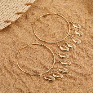 18K Gold-Plated Shell Tassel Hoop Earrings