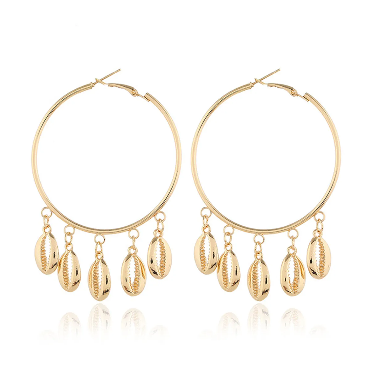 18K Gold-Plated Shell Tassel Hoop Earrings