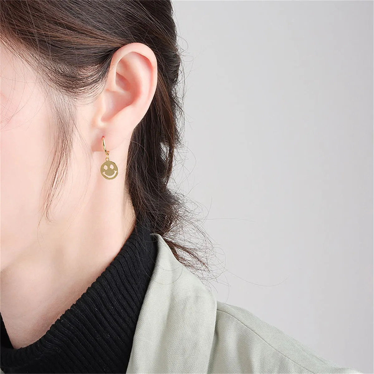18K Gold-Plated Smiley Huggie Earrings
