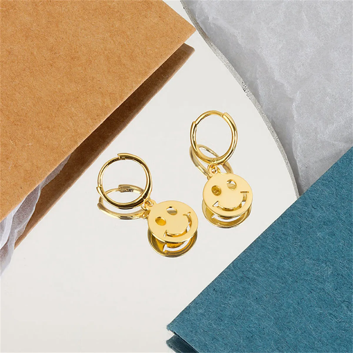 18K Gold-Plated Smiley Huggie Earrings