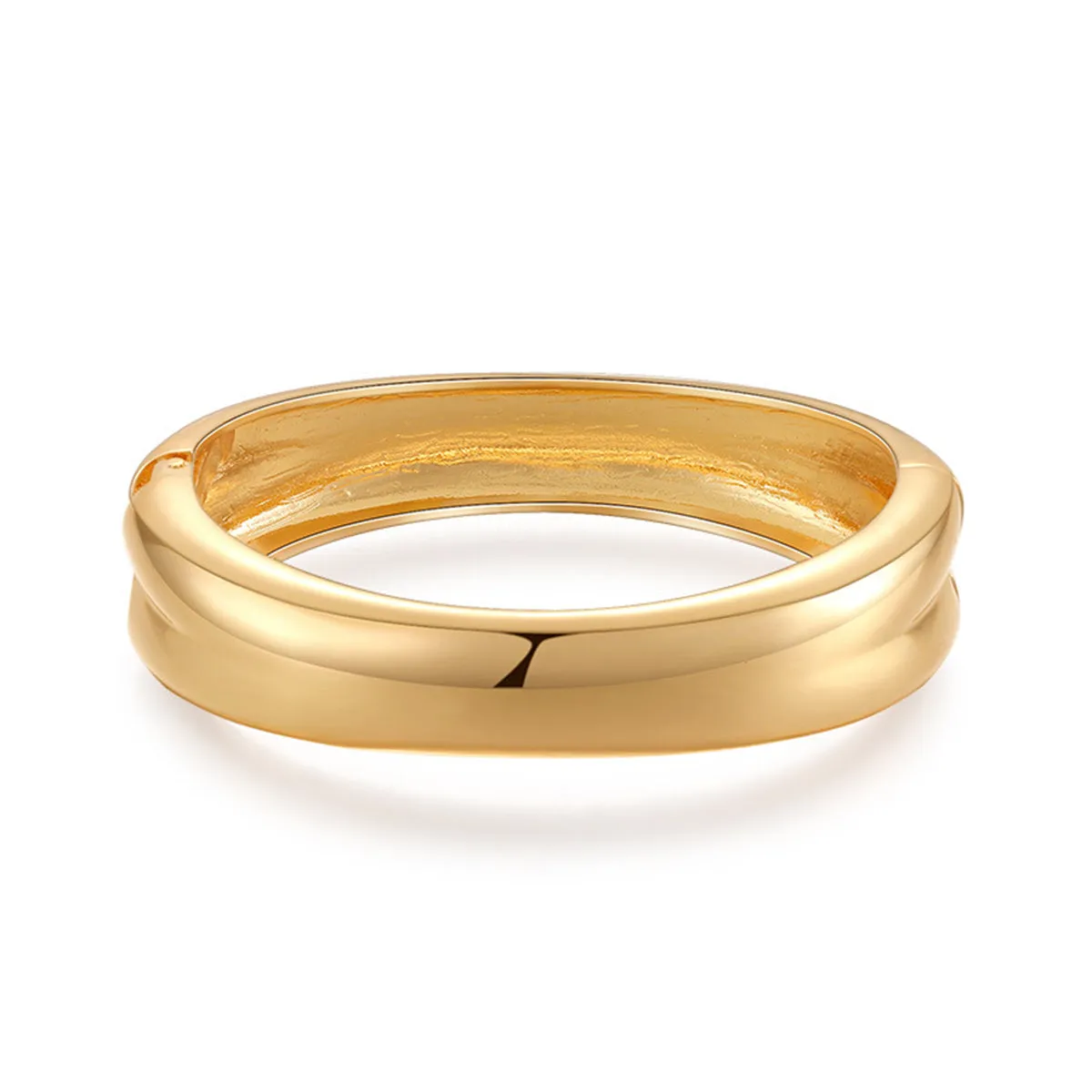 18K Gold-Plated Smooth Face Bangle