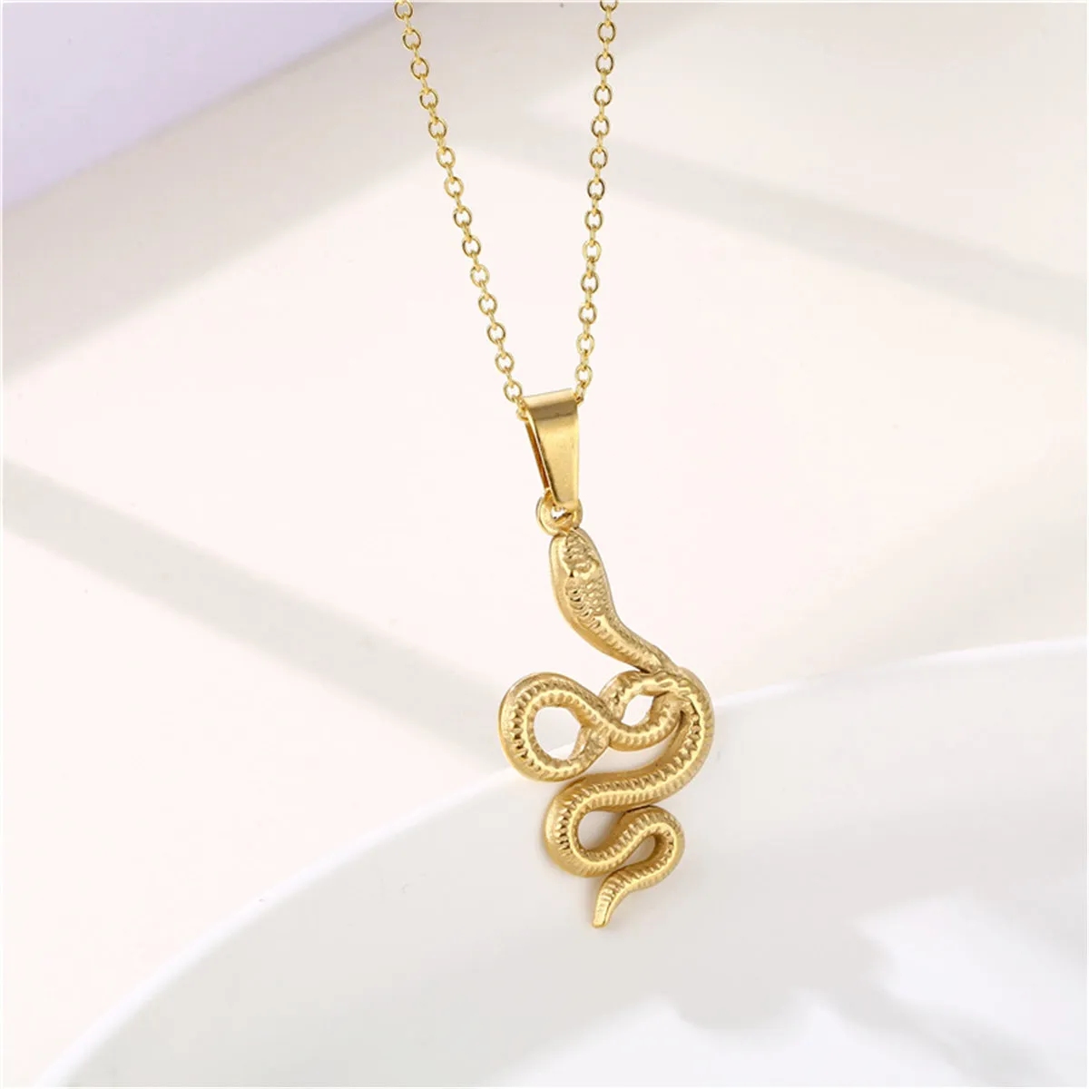 18K Gold-Plated Snake Pendant Necklace