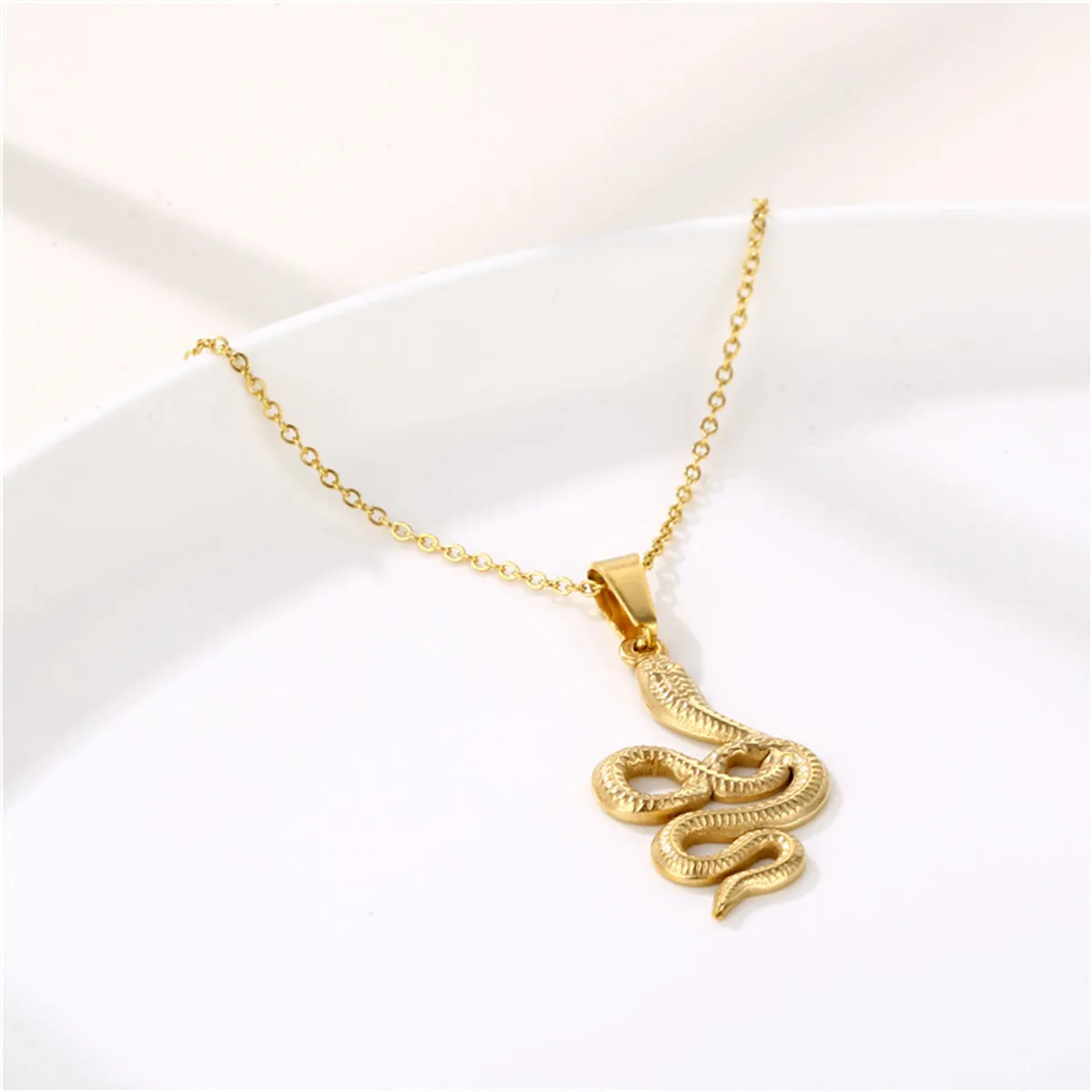 18K Gold-Plated Snake Pendant Necklace