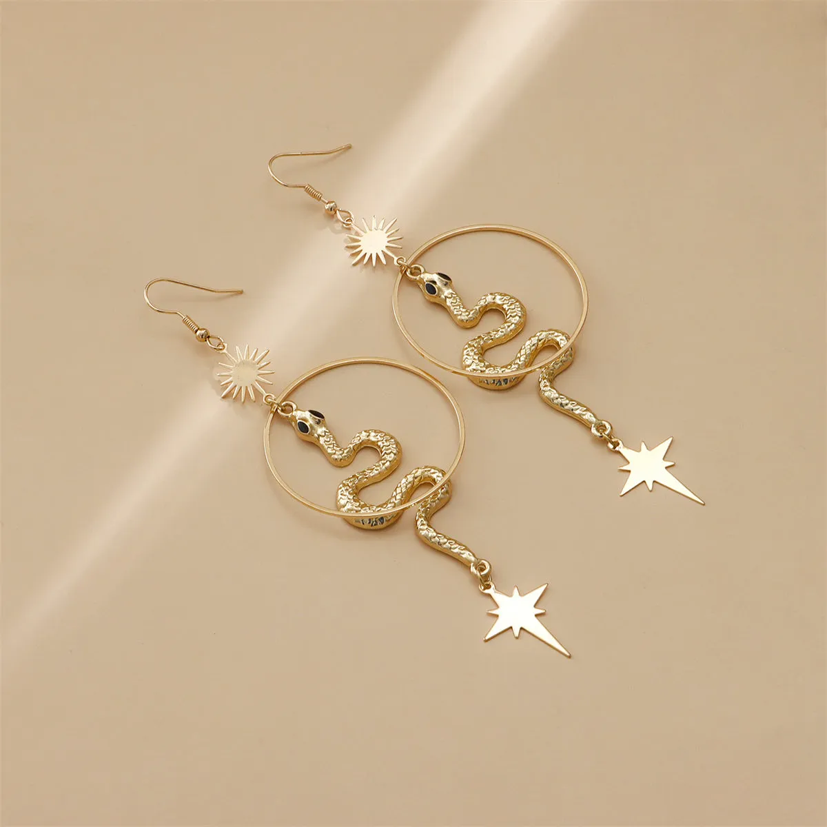 18K Gold-Plated Snake Star Drop Earrings