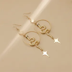 18K Gold-Plated Snake Star Drop Earrings