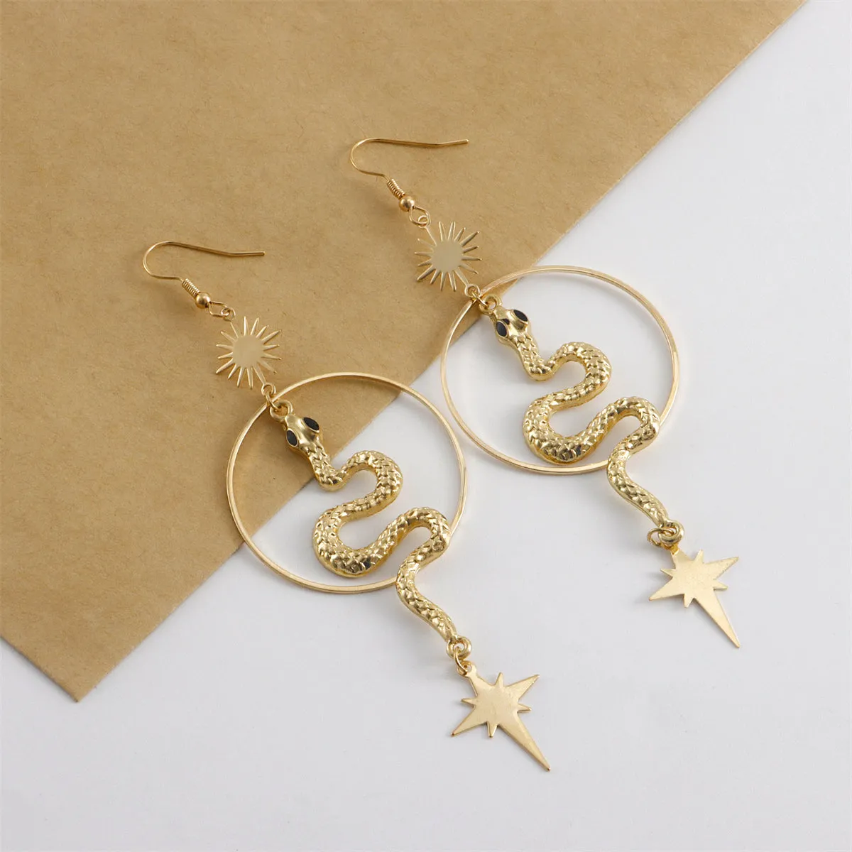 18K Gold-Plated Snake Star Drop Earrings
