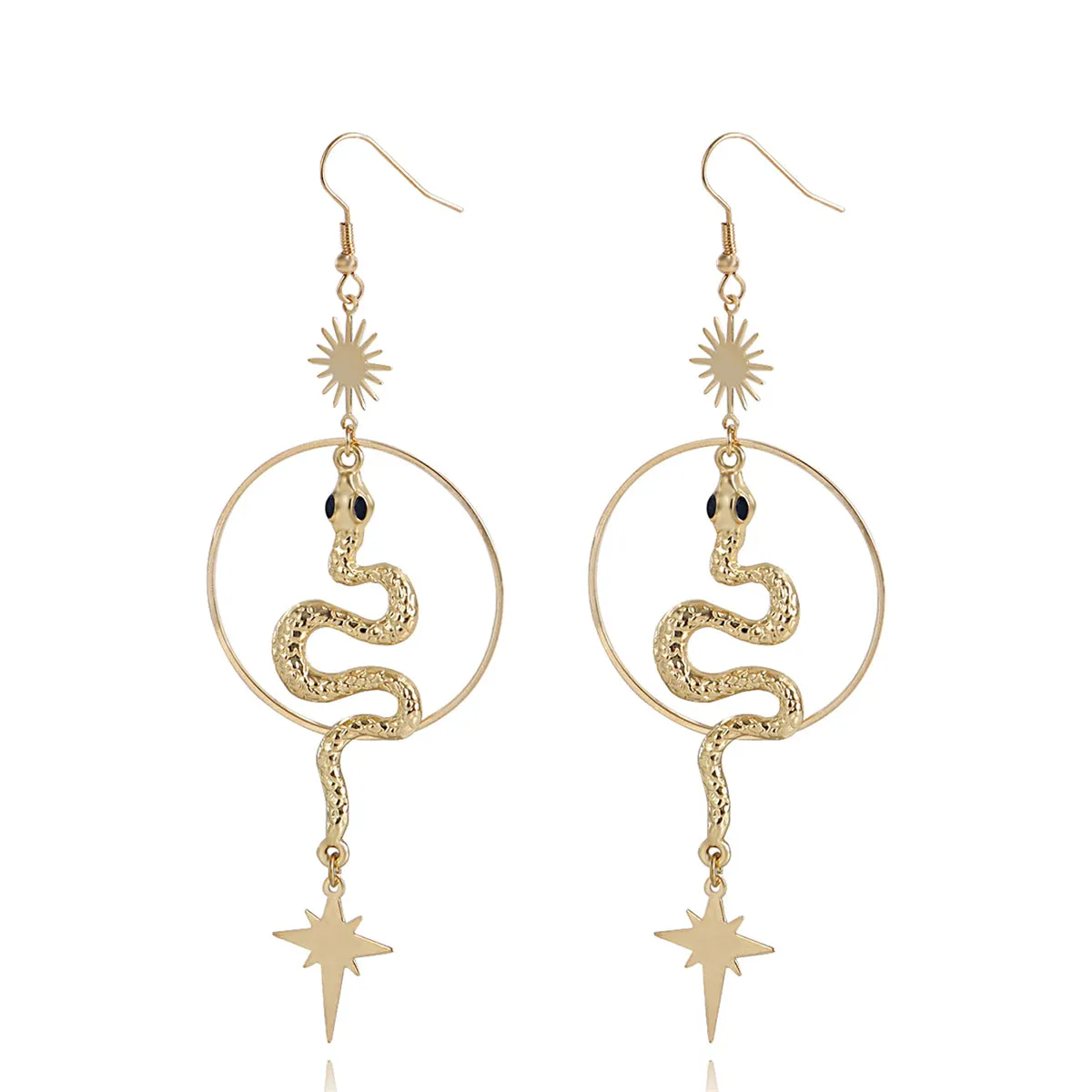 18K Gold-Plated Snake Star Drop Earrings