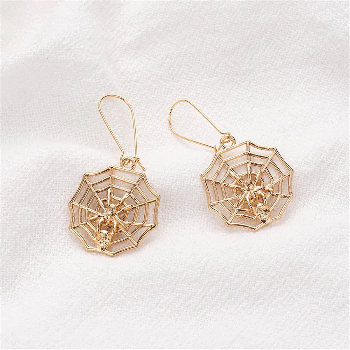 18K Gold-Plated Spider Web Drop Earrings
