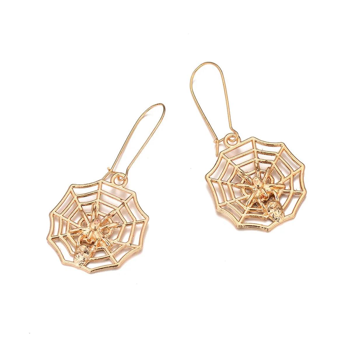 18K Gold-Plated Spider Web Drop Earrings