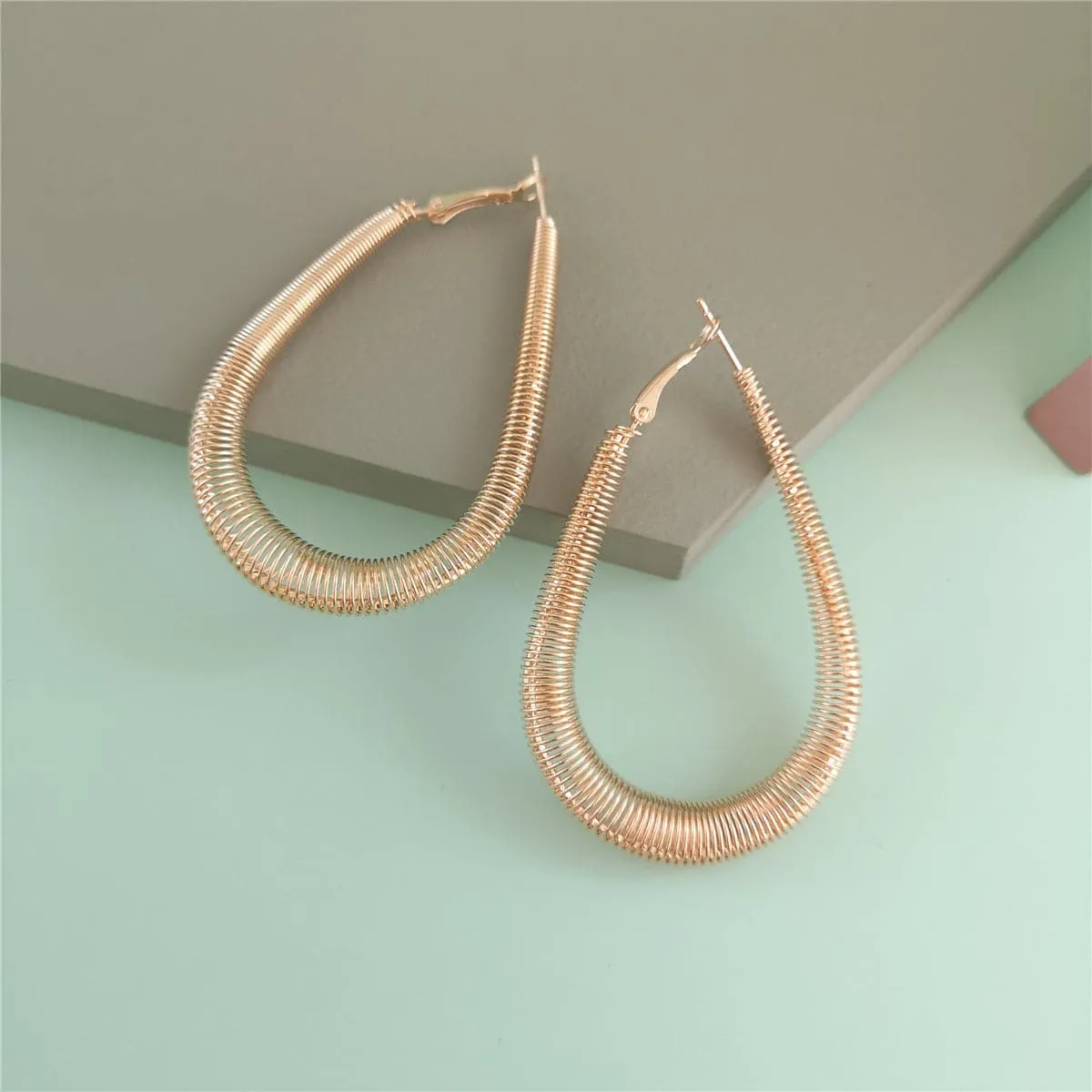 18K Gold-Plated Spring Open Teardrop Earrings