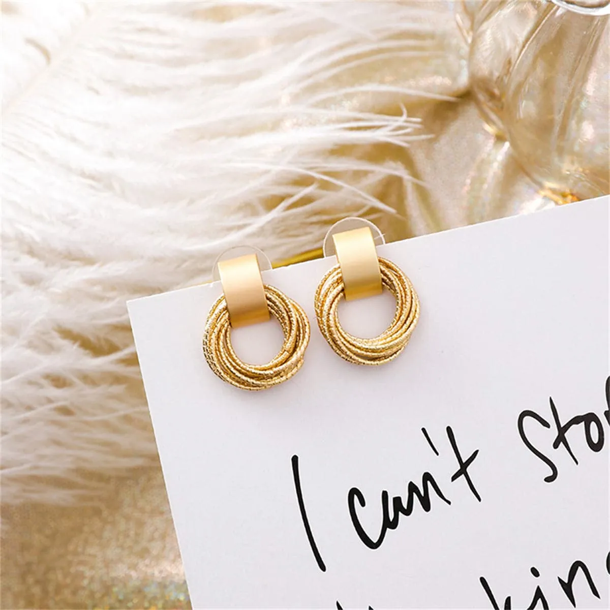18K Gold-Plated Stacked Circle Drop Earrings
