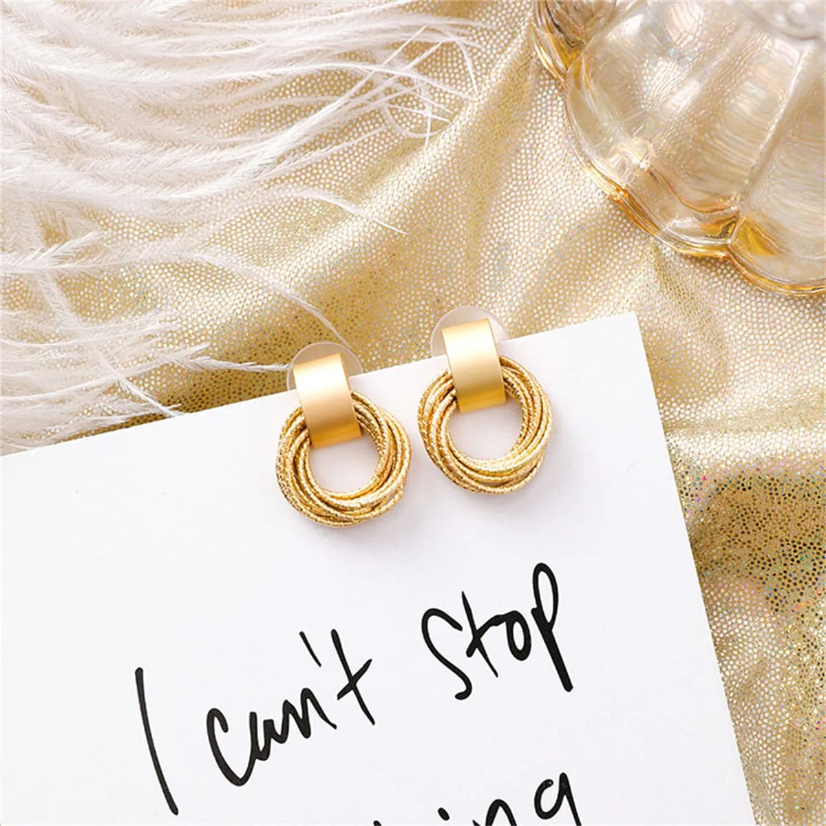 18K Gold-Plated Stacked Circle Drop Earrings