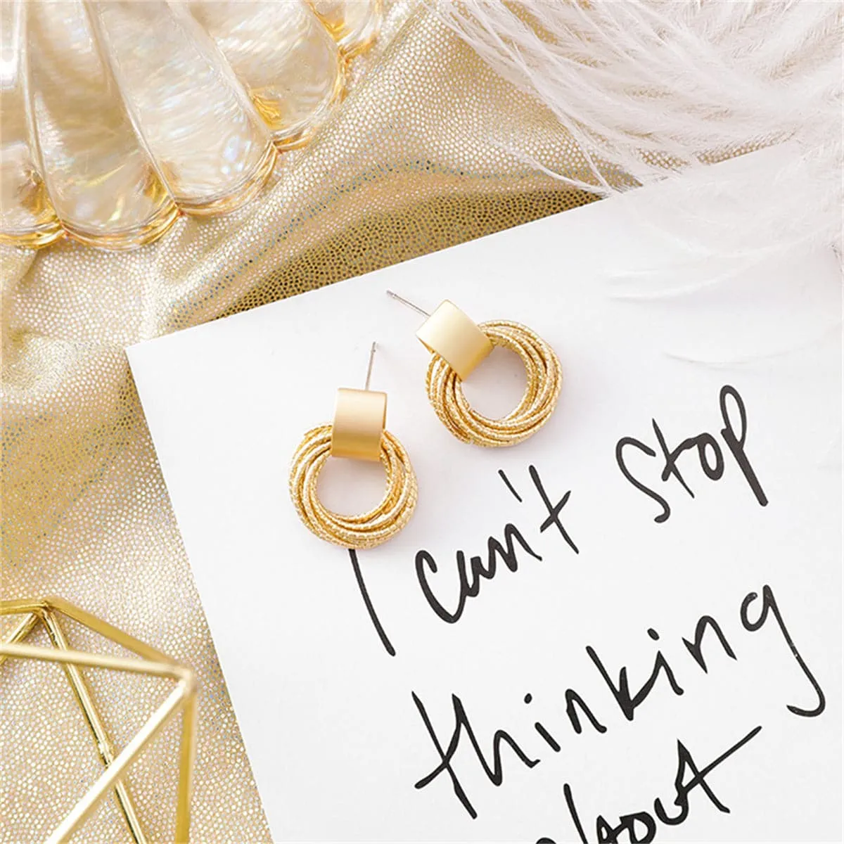18K Gold-Plated Stacked Circle Drop Earrings