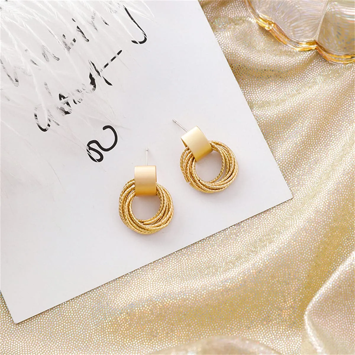 18K Gold-Plated Stacked Circle Drop Earrings