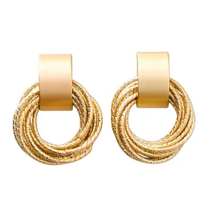 18K Gold-Plated Stacked Circle Drop Earrings