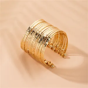18K Gold-Plated Stacked Cuff Bracelet