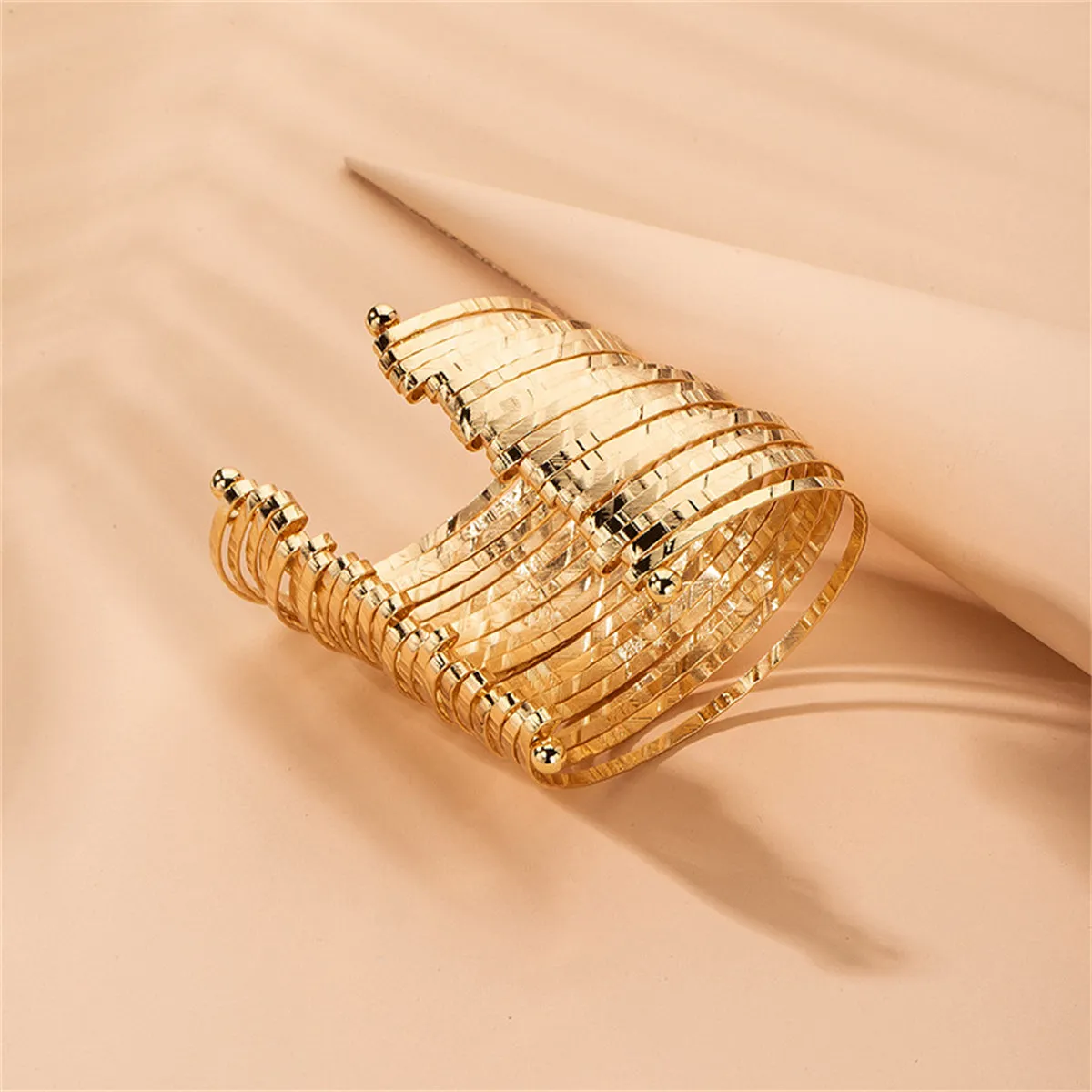 18K Gold-Plated Stacked Cuff Bracelet