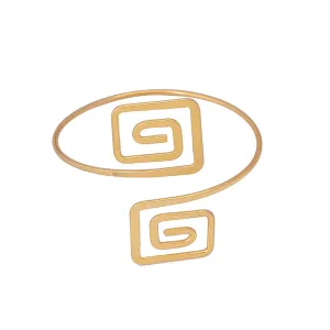 18K Gold-Plated Stacked-Square Bypass Arm Cuff