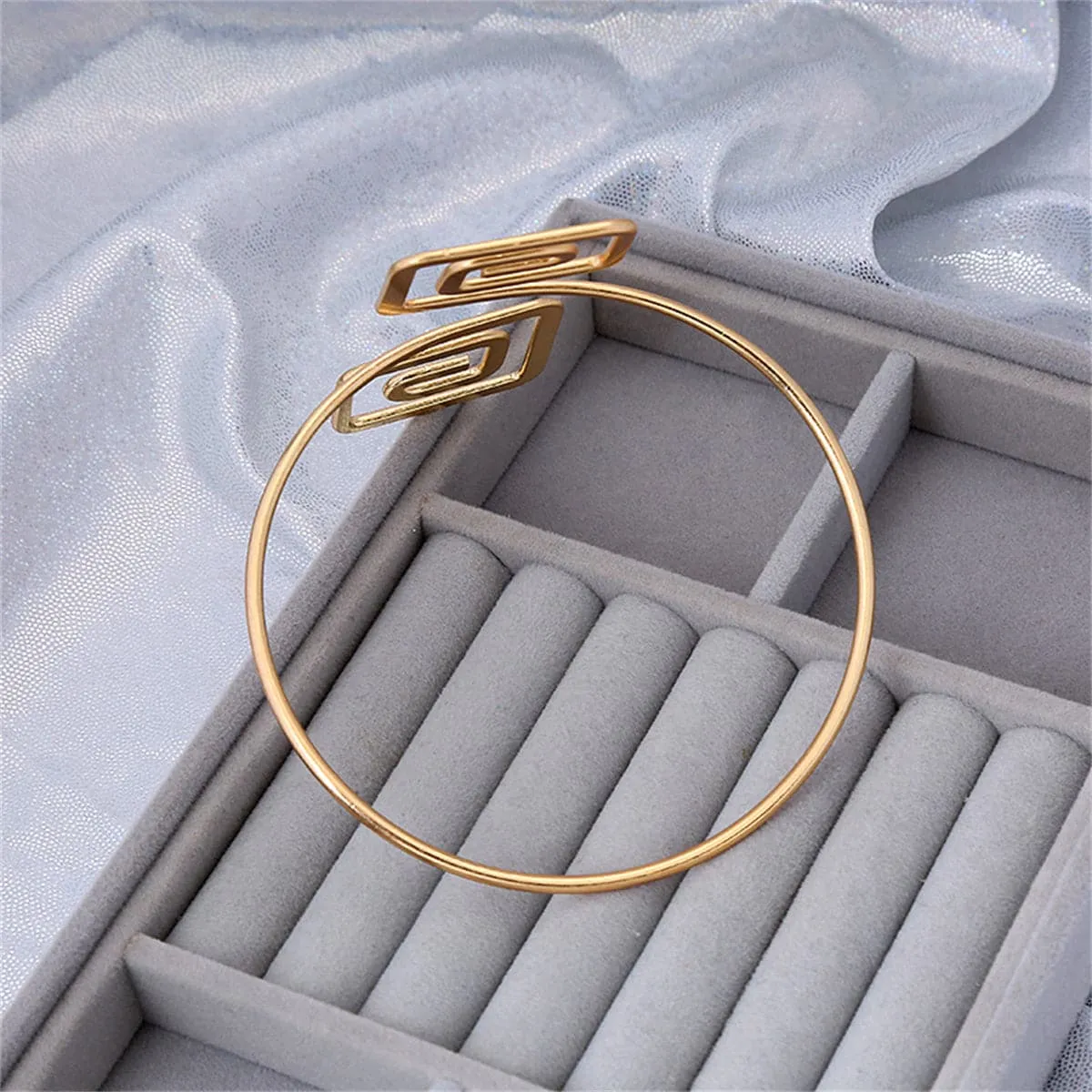 18K Gold-Plated Stacked-Square Bypass Arm Cuff