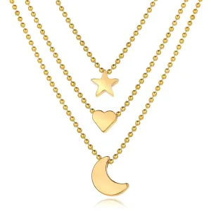 18K Gold-Plated Star & Heart Layer Pendant Necklace