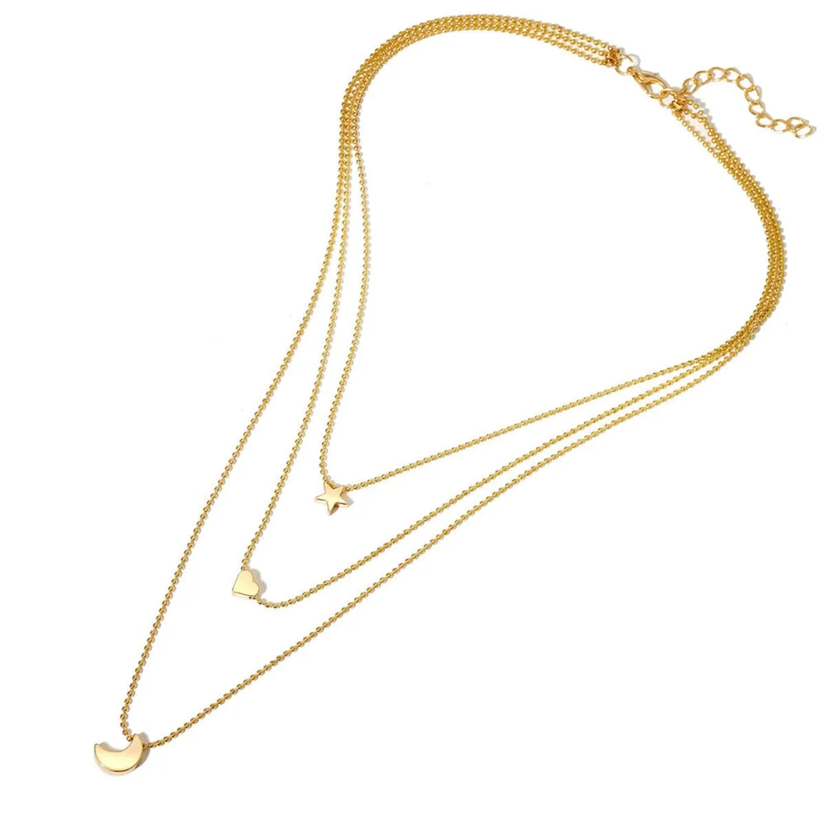 18K Gold-Plated Star & Heart Layer Pendant Necklace