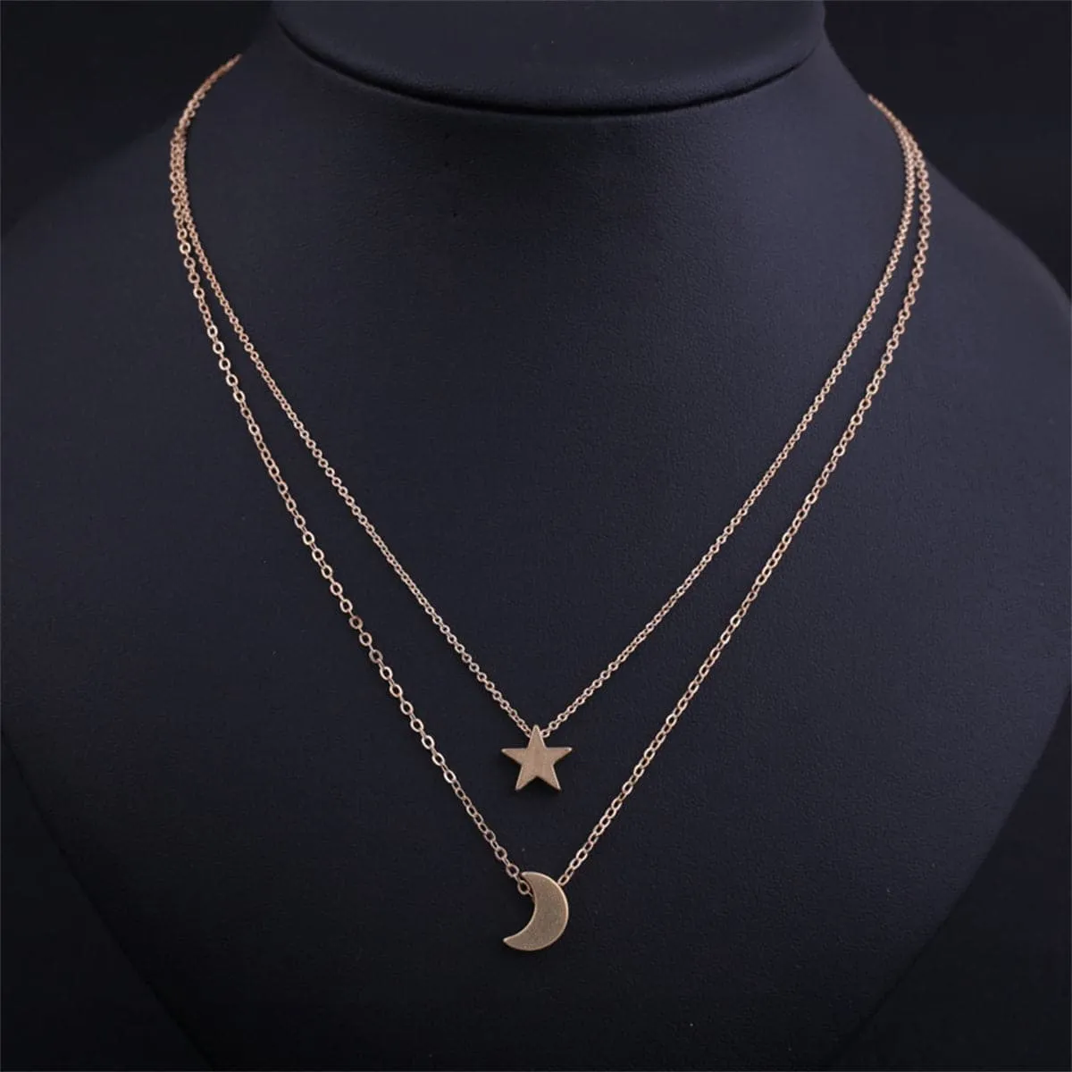 18K Gold-Plated Star & Moon Layered Necklace