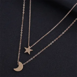 18K Gold-Plated Star & Moon Layered Necklace