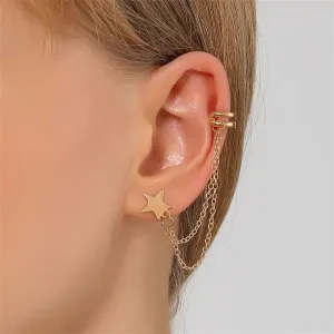 18K Gold-Plated Star Chain Ear Cuff