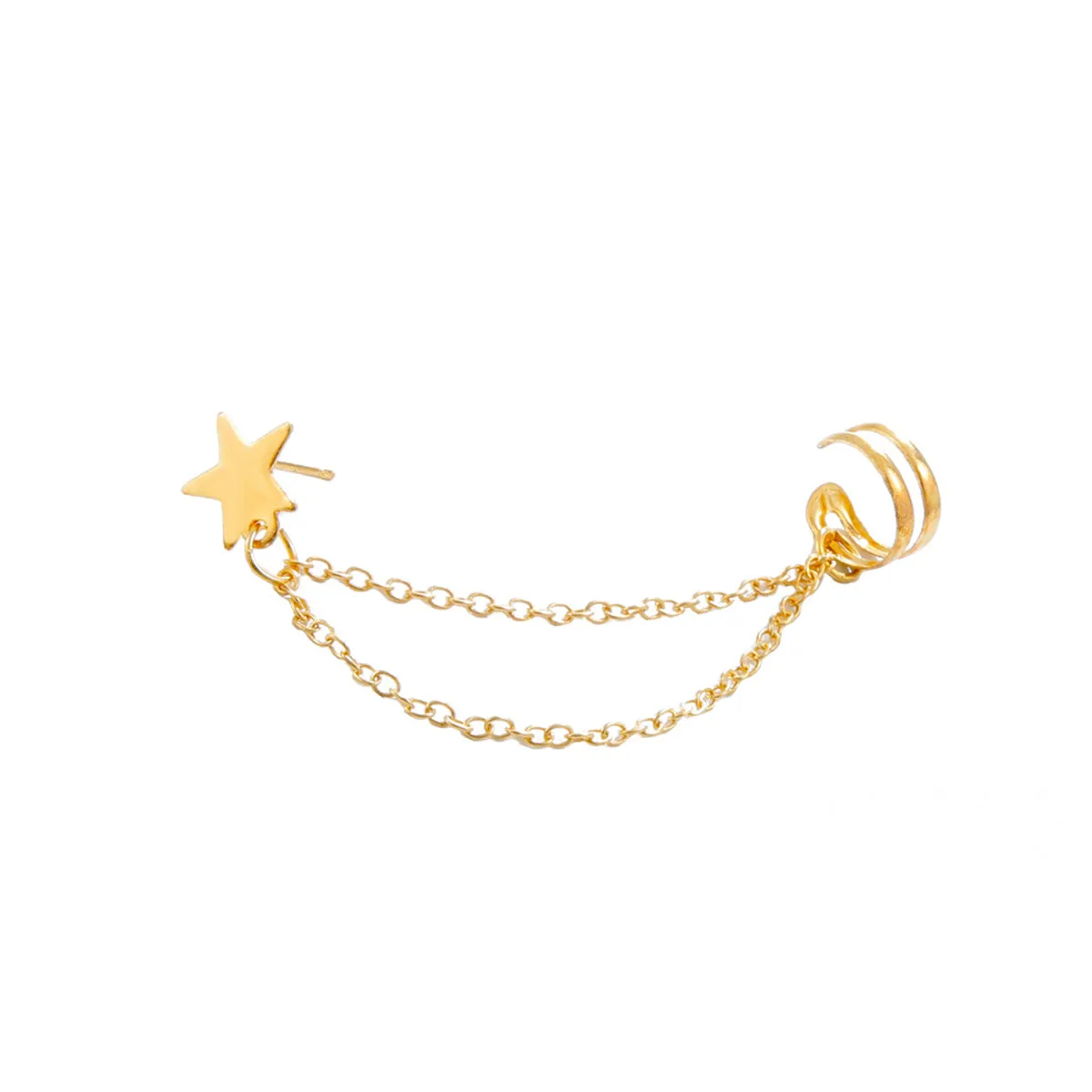 18K Gold-Plated Star Chain Ear Cuff