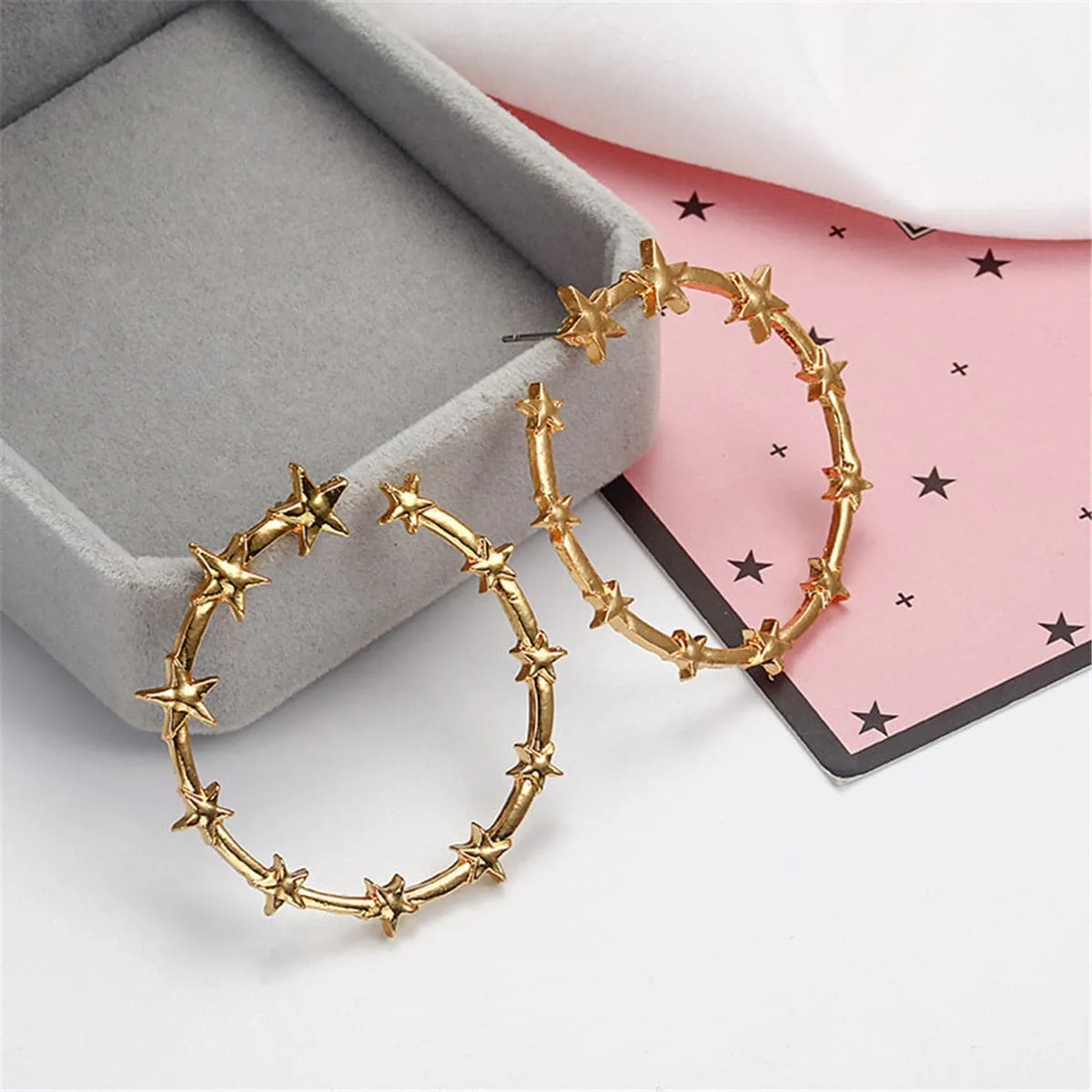 18K Gold-Plated Star Hoop Earrings