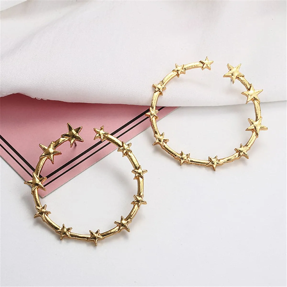 18K Gold-Plated Star Hoop Earrings