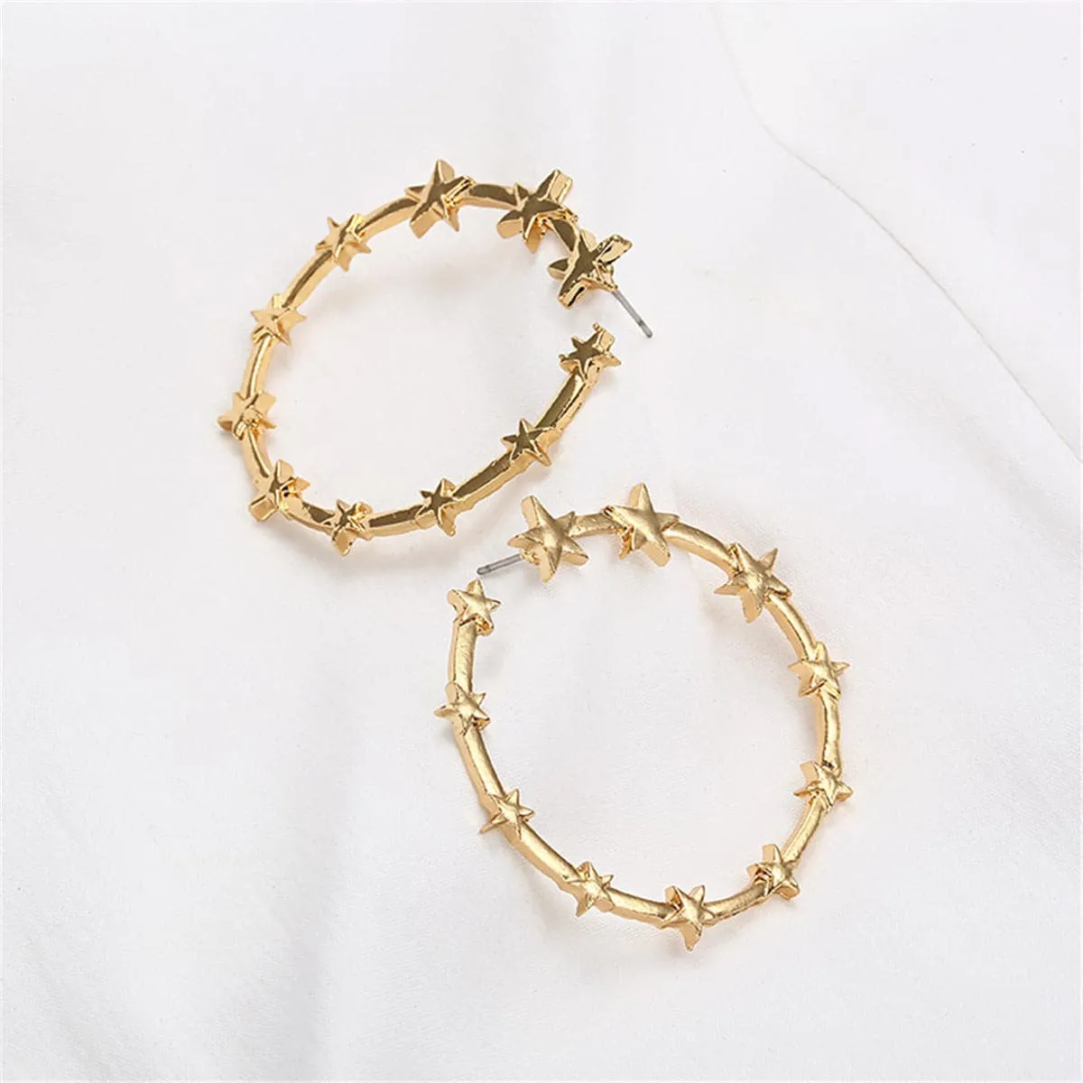 18K Gold-Plated Star Hoop Earrings