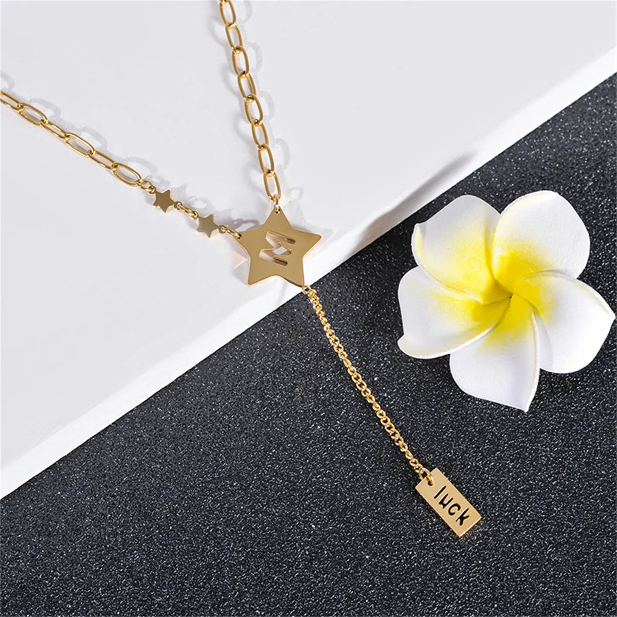 18K Gold-Plated Star 'Luck' Pendant Drop Necklace
