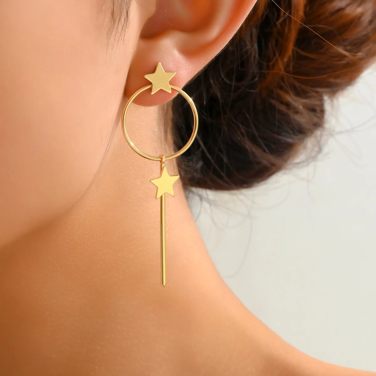 18K Gold-Plated Star Magic Wand Drop Earrings