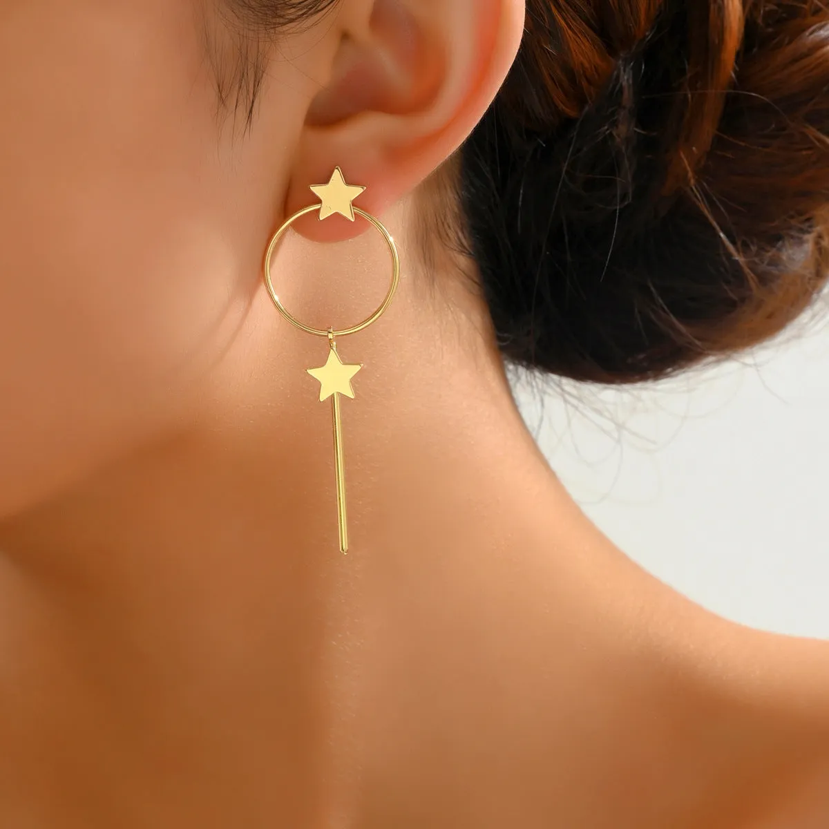 18K Gold-Plated Star Magic Wand Drop Earrings