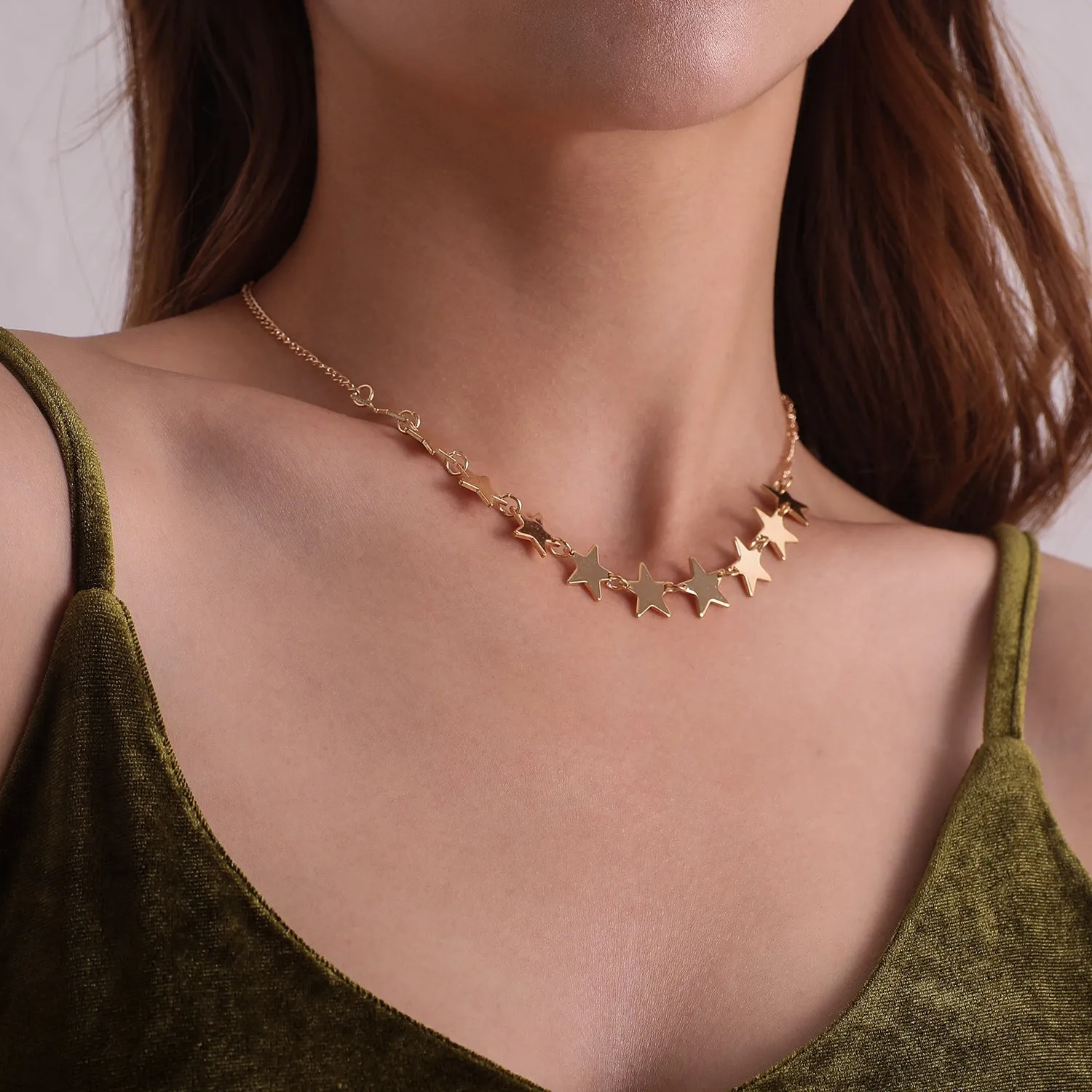 18K Gold-Plated Star Station Necklace