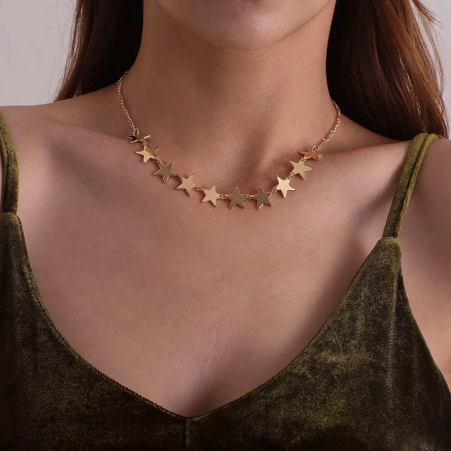 18K Gold-Plated Star Station Necklace