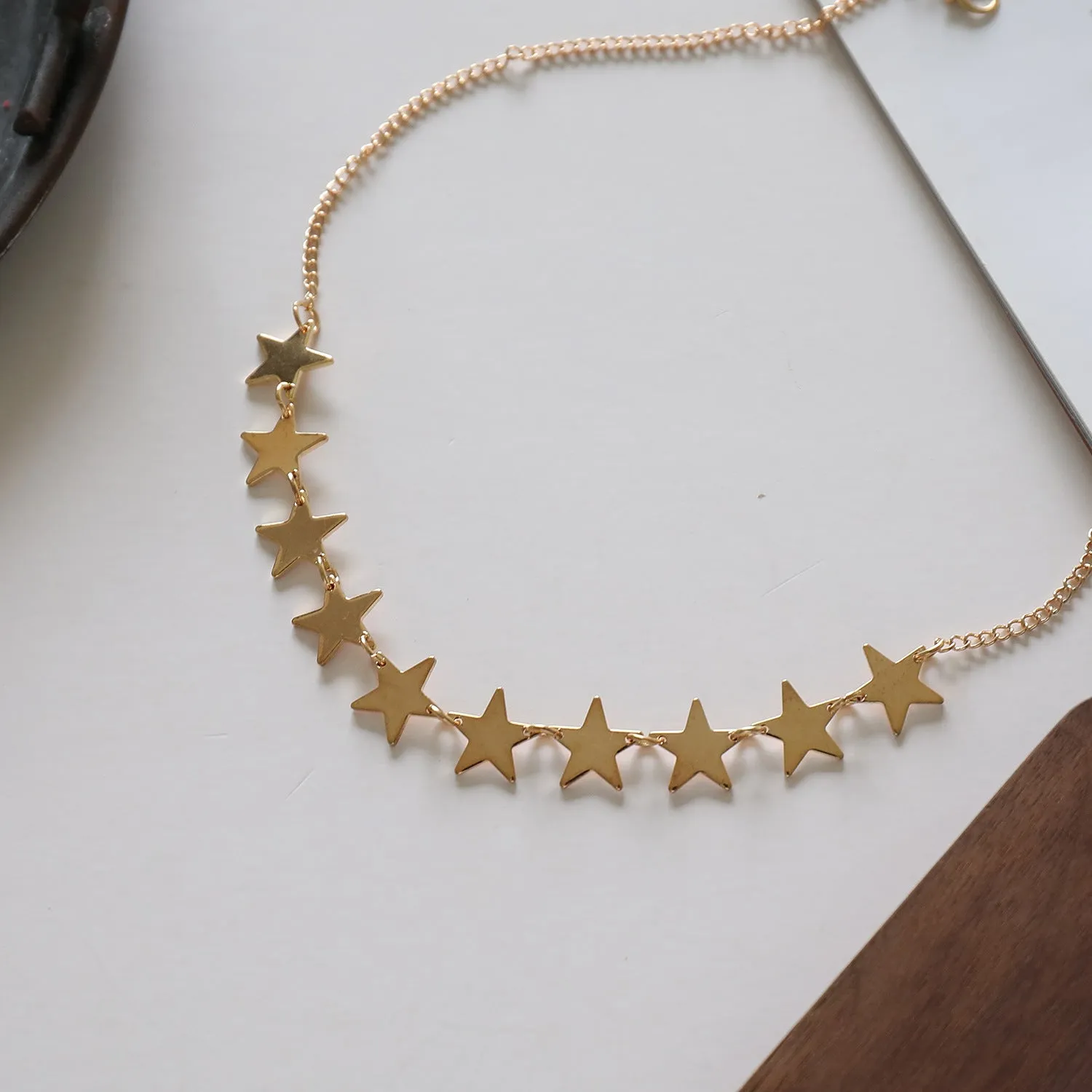 18K Gold-Plated Star Station Necklace