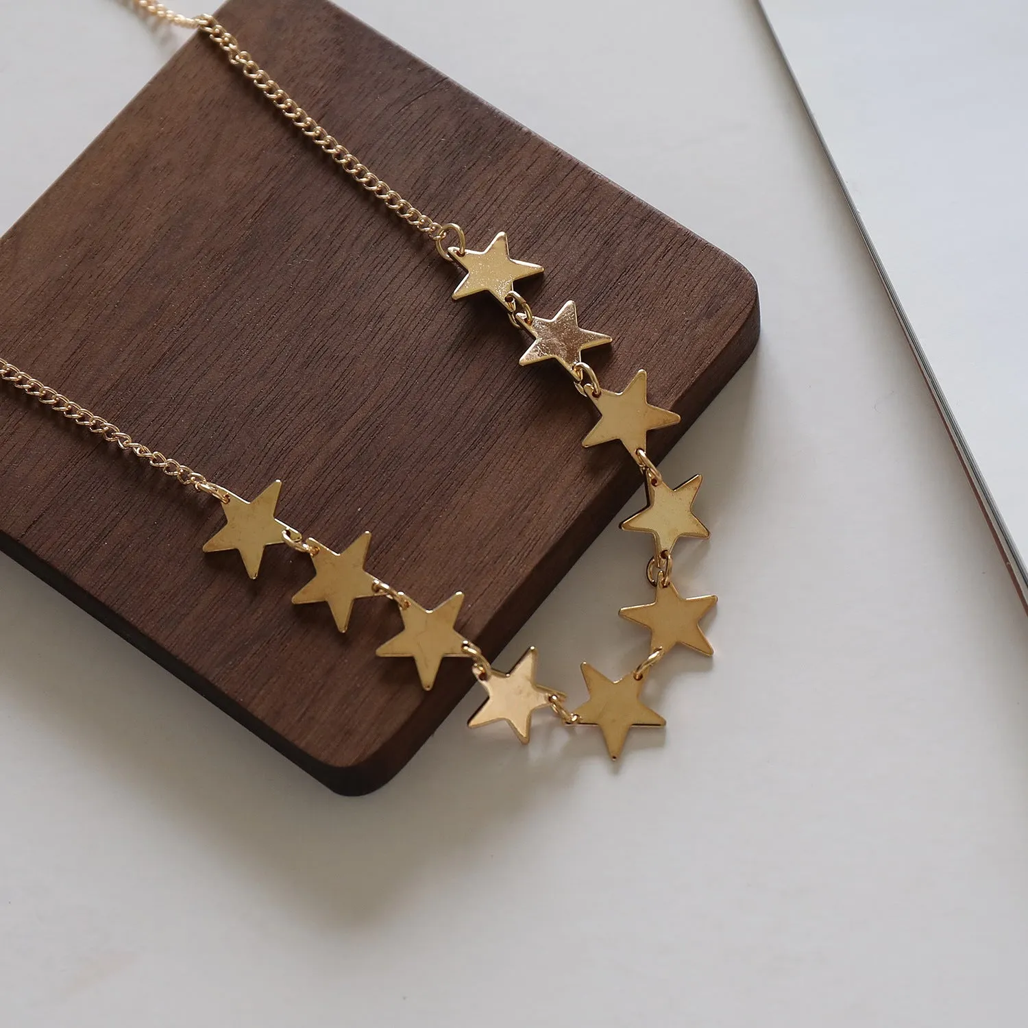 18K Gold-Plated Star Station Necklace
