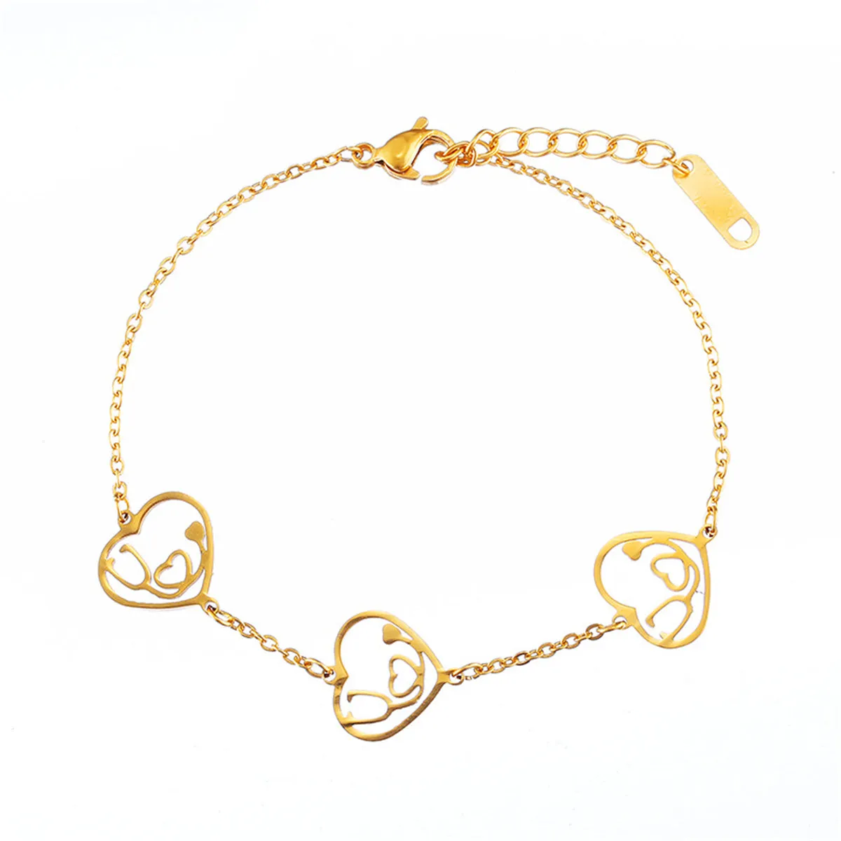 18K Gold-Plated Stethoscope Heart Charm Bracelet
