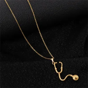 18K Gold-Plated Stethoscope Pendant Necklace