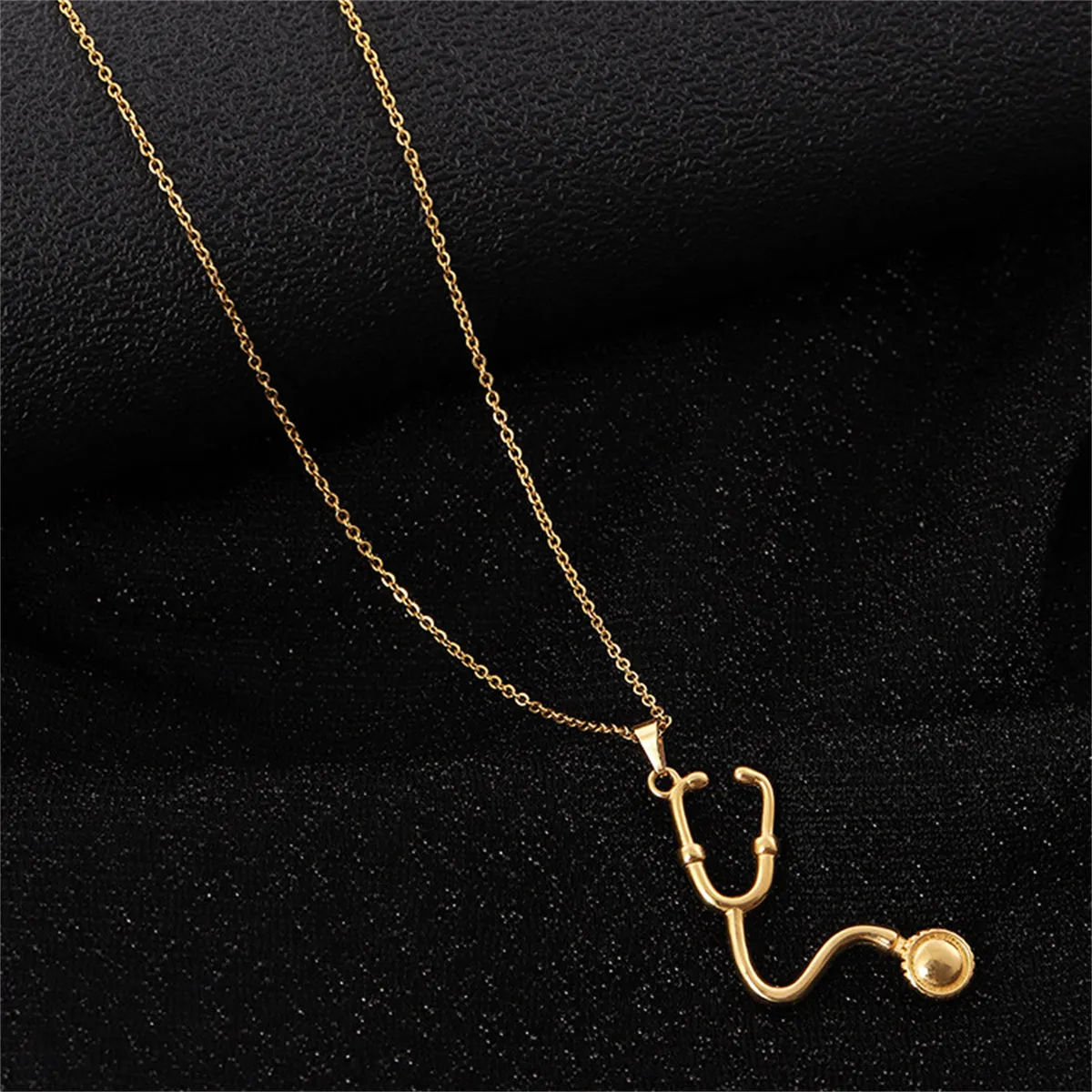 18K Gold-Plated Stethoscope Pendant Necklace