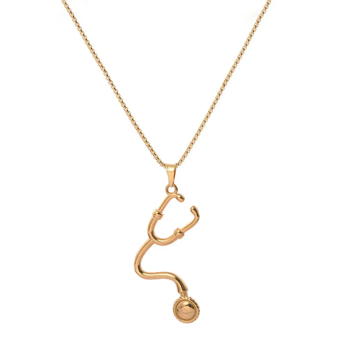 18K Gold-Plated Stethoscope Pendant Necklace