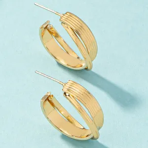 18K Gold-Plated Stripe Huggie Earrings