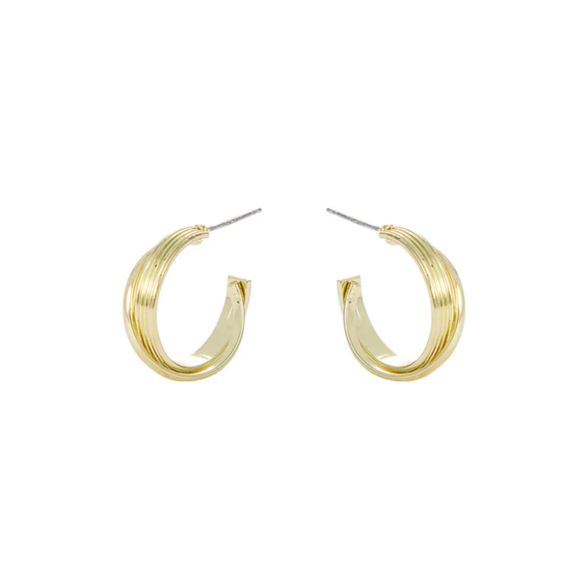 18K Gold-Plated Stripe Huggie Earrings