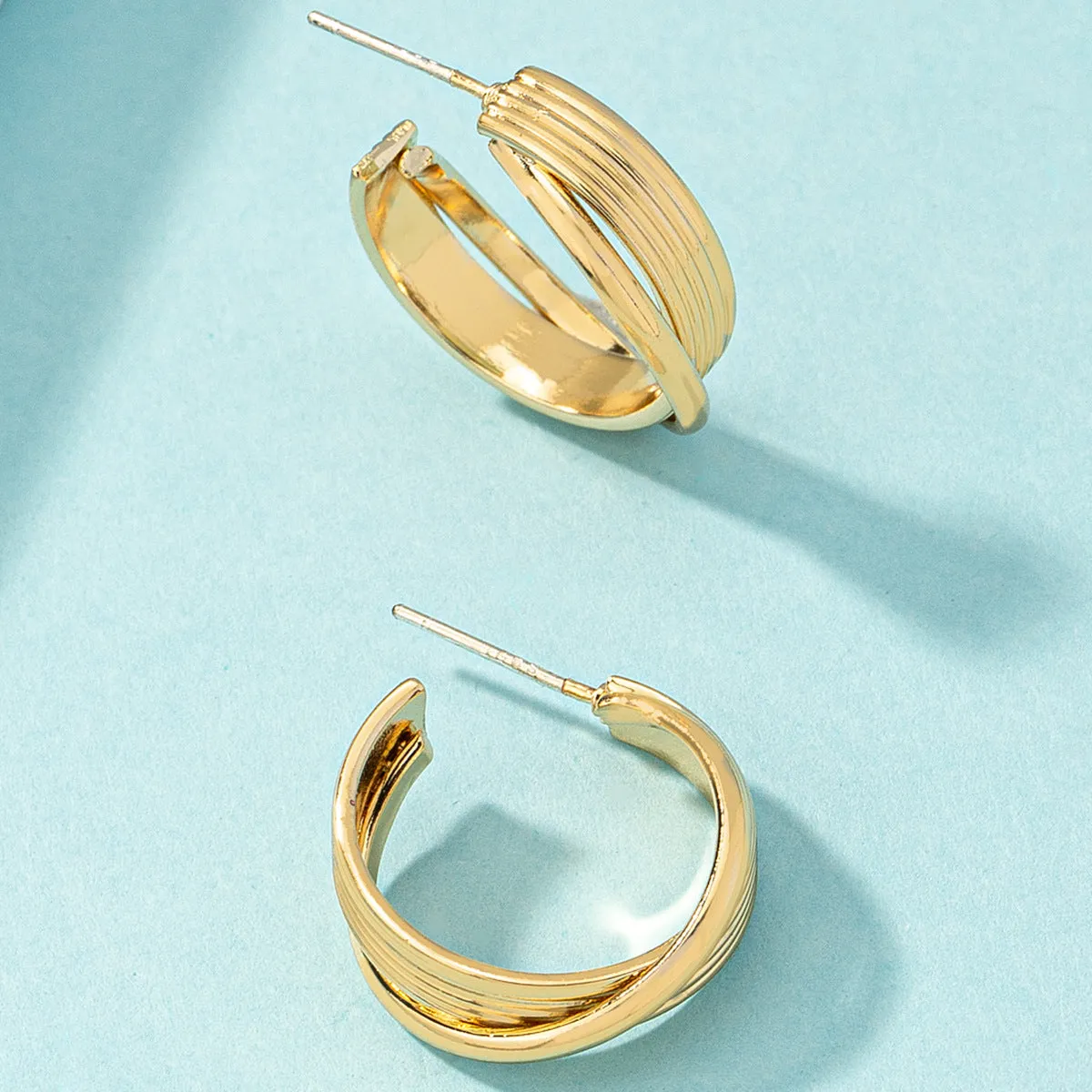 18K Gold-Plated Stripe Huggie Earrings