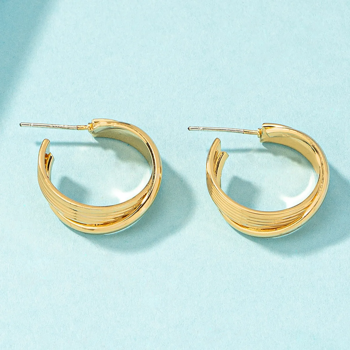 18K Gold-Plated Stripe Huggie Earrings