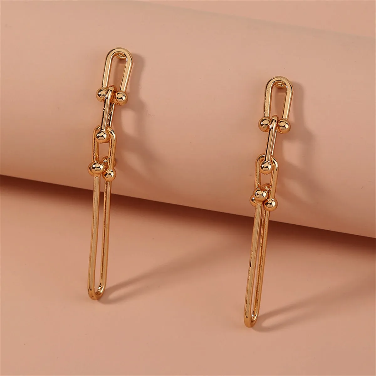 18K Gold-Plated Studded Drop Earrings