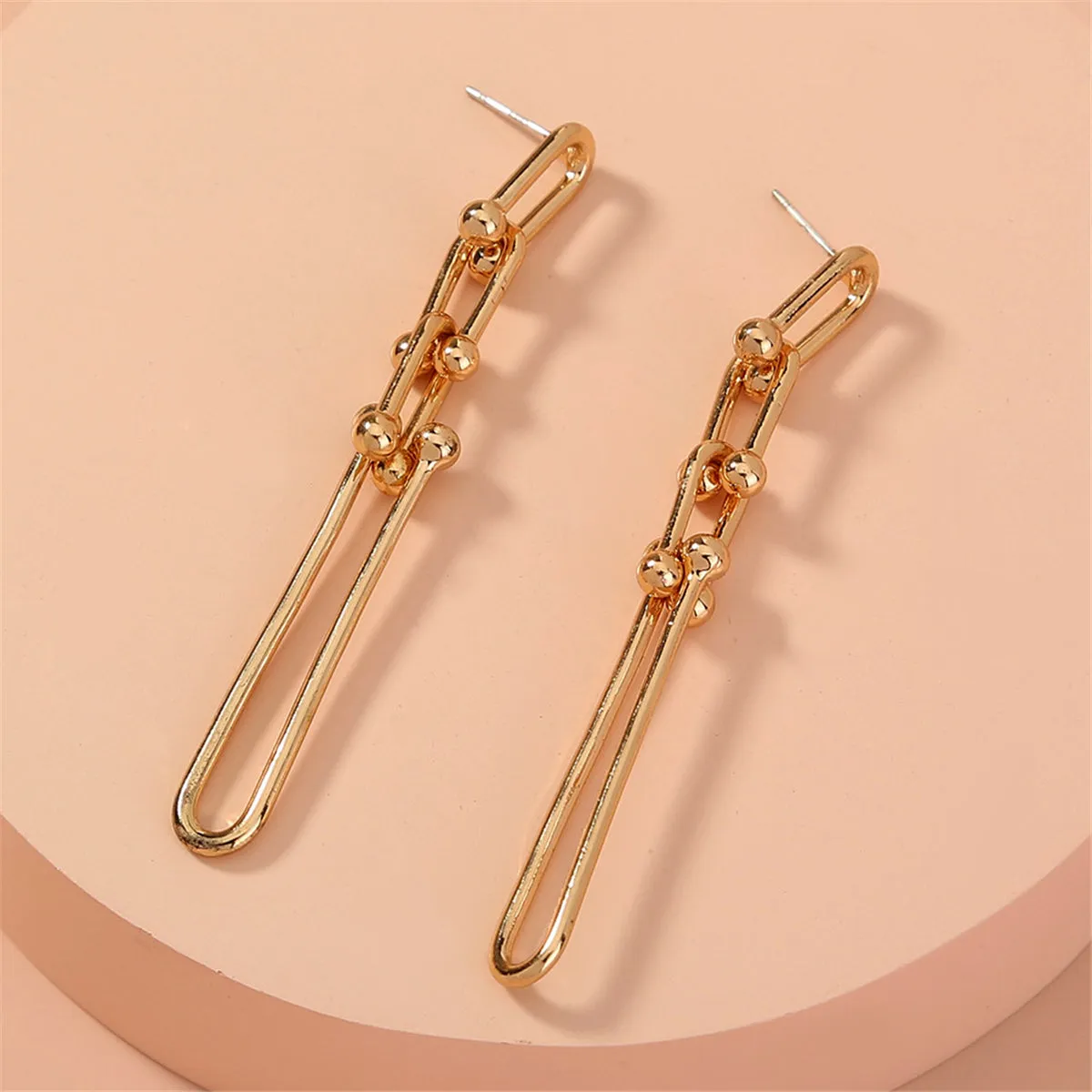 18K Gold-Plated Studded Drop Earrings